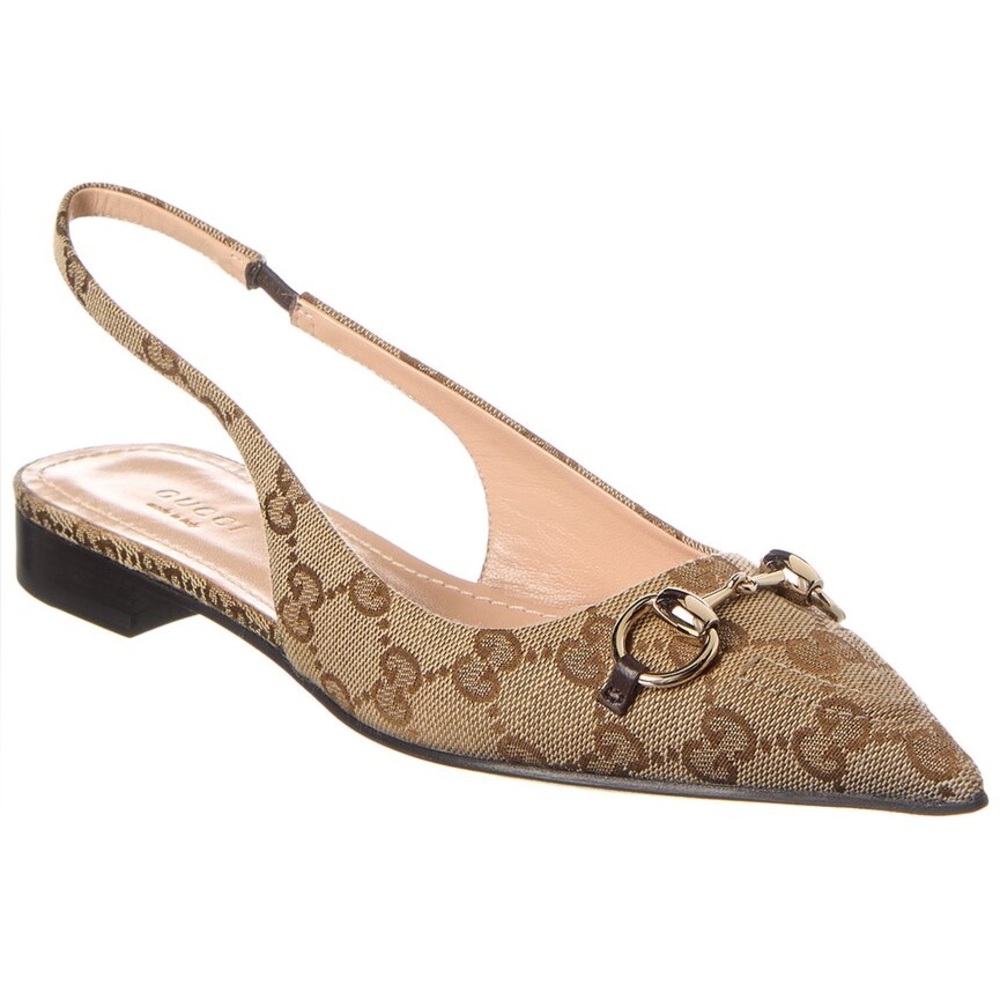 Gucci Monogram Slingback Flats